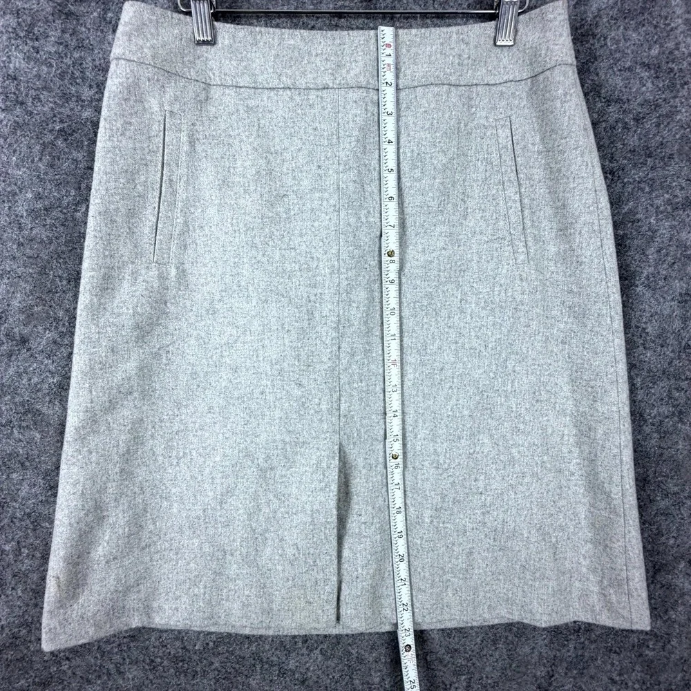 Banana Republic Pencil Skirt Womens 8 Gray Wool Back Zip Split Front Office Chic